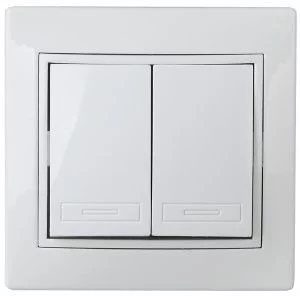 1-104-01 Intro Выключатель двойной, 10А-250В, IP20, СУ, Plano, белый (10/200/2400)