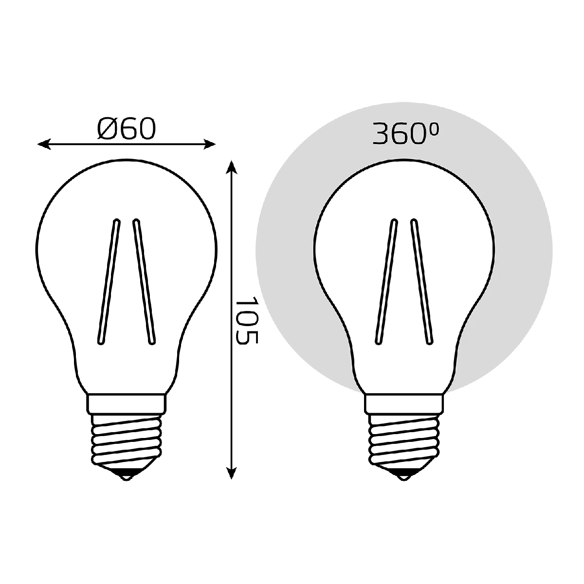 Упаковка 10 штук Лампа Gauss Filament А60 8W 740lm 2700К Е27 LED 1/10/40