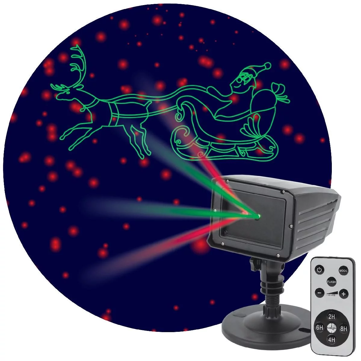 ENIOP-02 ЭРА Проектор Laser Дед Мороз мультирежим 2 цвета, 220V, IP44 (12/180)