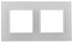 Рамка для розеток и выключателей ЭРА Elegance 14-5102-01 на 2 поста, стекло, Эра Elegance, белый+белый
