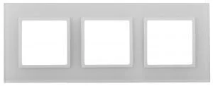 Рамка для розеток и выключателей ЭРА Elegance 14-5103-01 на 3 поста, стекло, Эра Elegance, белый+белый