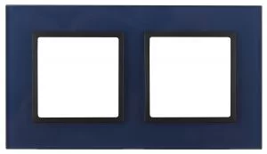 14-5102-29 ЭРА Рамка на 2 поста, стекло, Эра Elegance, синий+антр (5/50/1200)