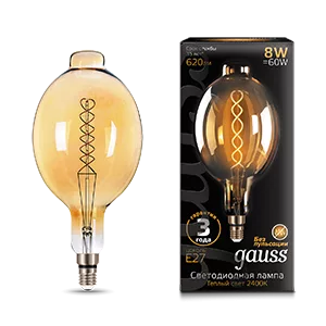 Лампа Gauss Filament BT180 8W 620lm 2400К Е27 golden flexible LED 1/6