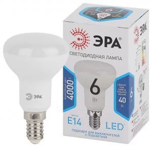Лампочка светодиодная ЭРА STD LED R50-6W-840-E14 Е14 / Е14 6Вт рефлектор нейтральный белый свет