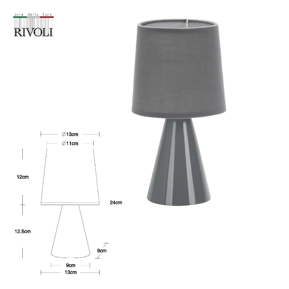Настольная лампа Rivoli Edith 7069-502 1 * Е14 40 Вт керамика серая