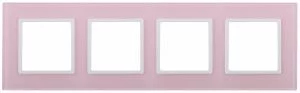 14-5104-30 ЭРА Рамка на 4 поста, стекло, Эра Elegance, розовый+бел (5/25/900)