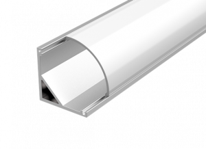 Алюминиевый. профиль для LED ленты с рассеивателем опал угловой 2000х16х16 мм (максимальная ширина ленты 10 мм)