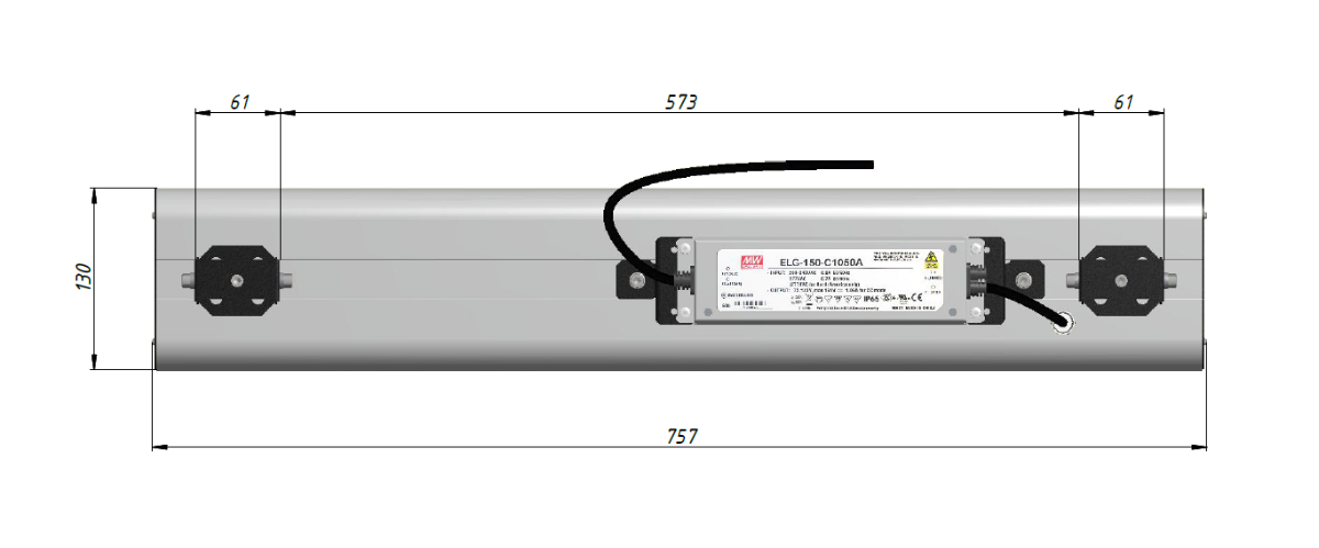 Промышленный светодиодный светильник LGT-Prom-Solar-150 - поворотная скоба