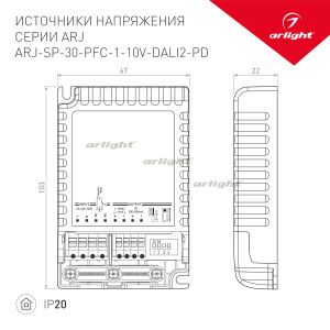 Блок питания ARJ-SP-30-PFC-1-10V-DALI2-PD (30W, 300-900mA) (Arlight, IP20 Пластик, 5 лет)