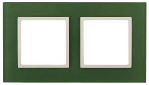 14-5102-27 ЭРА Рамка на 2 поста, стекло, Эра Elegance, зелёный+сл.кость (5/50/1200)