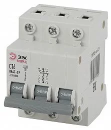 Автоматический выключатель ЭРА SIMPLE SIMPLE-mod-21 3P 16А (C) 4,5кА ВА 47-29