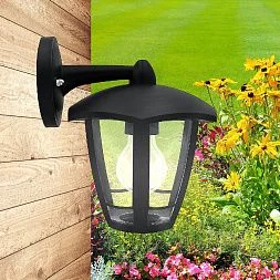 Садово-парковый светильник ЭРА НБУ 07-40-004 Дели 3 черный 6 гранный настенный IP44 Е27 max40Вт