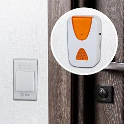 Звонок дверной ЭРА A02 беспроводной аналоговый белый с оранжевым 32 мелодии