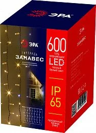 Гирлянда ЭРА ERAPS-SP1 светодиодная новогодняя занавес уличная 220 В 3*2 м тёплый белый свет 600 LED