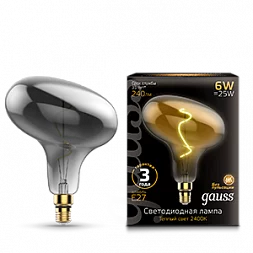 Лампа Gauss Filament FD180 6W 240lm 2400К Е27 gray flexible LED 1/6