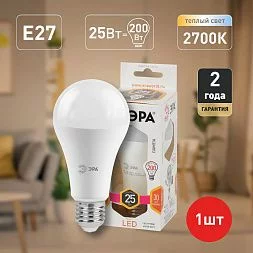 Лампочка светодиодная ЭРА STD LED A65-25W-827-E27 E27 / Е27 25Вт груша теплый белый свет