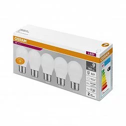 Лампочки светодиодные Osram Led Value Classic P60 7Вт 4000К Е27 / E27 шар матовый нейтральный белый свет набор 5 штук