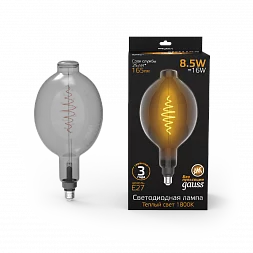 Лампа Gauss Filament BT180 8.5W 165lm 1800К Е27 gray flexible LED 1/2