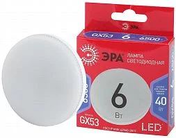 Лампочка светодиодная ЭРА RED LINE LED GX-6W-865-GX53 R GX53 6Вт таблетка холодный дневной свет