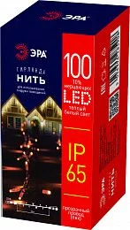 Гирлянда ЭРА ERAPS-NP10 светодиодная новогодняя нить 10 м тёплый свет 100 LED
