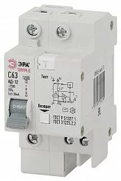 Автоматический выключатель дифференциального тока ЭРА SIMPLE SIMPLE-mod-35 1P+N 63А 30мА тип АС х-ка