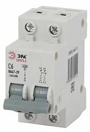 Автоматический выключатель ЭРА SIMPLE SIMPLE-mod-10 2P 6А (C) 4,5кА ВА 47-29