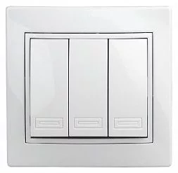 1Э-106-01 Intro Выключатель тройной, 10А-250В, СУ, б.л., Plano, белый (10/200/2000)