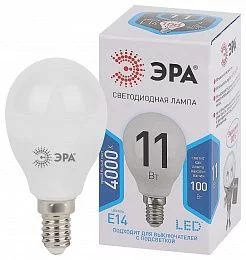 Лампочка светодиодная ЭРА STD LED P45-11W-840-E14 E14 / Е14 11Вт шар нейтральный белый свет