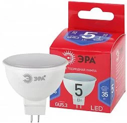 Лампочка светодиодная ЭРА RED LINE LED MR16-5W-865-GU5.3 R GU5.3 5 Вт софит холодный дневной свет