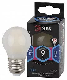 Лампочка светодиодная ЭРА F-LED P45-9w-840-E27 frost E27 / Е27 9Вт филамент шар матовый нейтральный белый свет