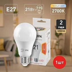 Лампочка светодиодная ЭРА STD LED A65-21W-827-E27 E27 / Е27 21Вт груша теплый белый свет