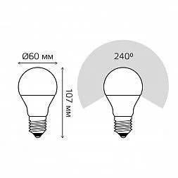 Лампа Gauss Elementary A60 10W 880lm 3000K Е27 LED 1/10/50