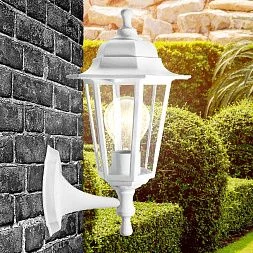 Садово-парковый светильник ЭРА НБУ 06-60-001 белый 6 гранный настенный IP44 Е27 max60Вт