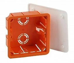 Распаячная коробка ЭРА KRT-92-92-45 скрытой установки красно-белая 92х92х45мм для твердых стен саморезы крышка IP20