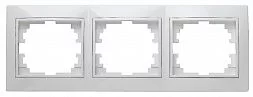 Рамка для розеток и выключателей Intro Plano 1-503-01 на 3 поста горизонтальная, СУ, белый