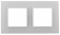Рамка для розеток и выключателей ЭРА Elegance 14-5102-01 на 2 поста, стекло, Эра Elegance, белый+белый