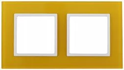 14-5102-21 ЭРА Рамка на 2 поста, стекло, Эра Elegance, жёлтый+бел (5/50/1200)