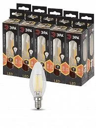Лампочка светодиодная ЭРА F-LED B35-7W-827-E14 Е14 / Е14 7Вт филамент свеча теплый белый свет