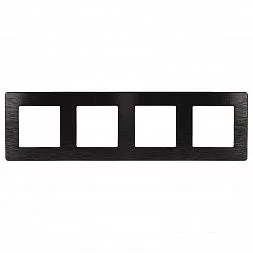 Рамка для розеток и выключателей ЭРА Серия 12 12-5104-06 на 4 поста, Сатин, чёрный