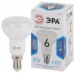 Лампочка светодиодная ЭРА STD LED R50-6W-840-E14 Е14 / Е14 6Вт рефлектор нейтральный белый свет