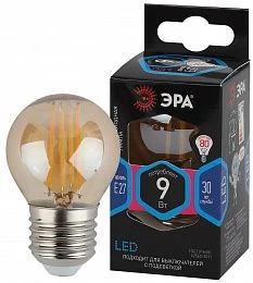 Лампочка светодиодная ЭРА F-LED P45-9W-840-E27 gold E27 / Е27 9Вт филамент шар золотистый нейтральный белый свет