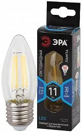 Лампочка светодиодная ЭРА F-LED B35-11W-840-E27 Е27 / Е27 11Вт филамент свеча нейтральный белый свет