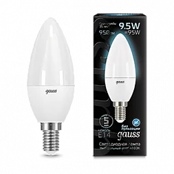 Лампа Gauss Свеча 9.5W 950lm 4100К E14 LED 1/10/100