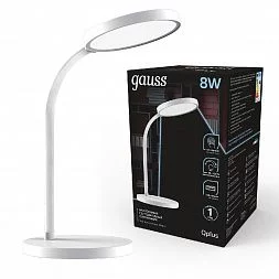 Светильник настольный Gauss Qplus модель GTL503 8W 500lm 4000K 170-265V белый диммируемый USB LED 1/